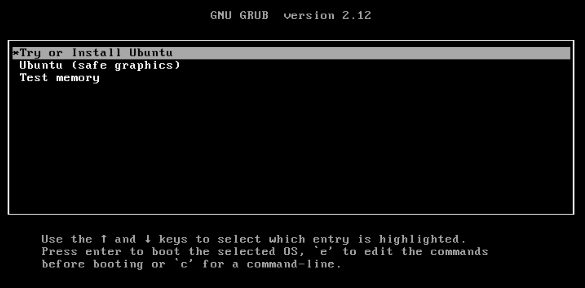 Ubuntu Boot Menüsü
